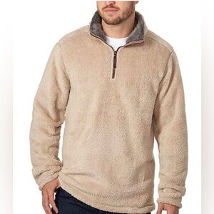 Tan Sherpa Quarter-Zip Pullover